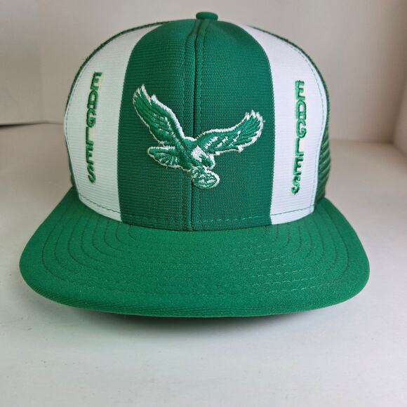 Vintage Philadelphia Eagles AJD Lucky Stripes Trucker Hat Snapback USA